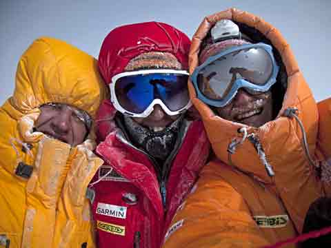 
Gasherbrum II First Winter Ascent - Denis Urubko, Simone Moro, Cory Richards On Gasherbum II Summit February 2, 2011 - neverstopexploring.com
